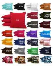 Set of 8 Cornhole Bags Regulation Size - 25 Colors -High Quality -  Corn Filled 