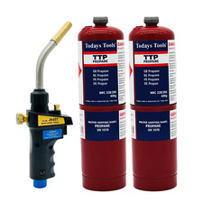 MAPP Self Igniting Hand Torch JH-6ST + 2 Propane Gas used for Soldering/Brazing