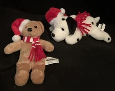 Vintage 1997  Christmas Stuffins Dalmatian Dog & Brown Bear Stuffed Plush 7”