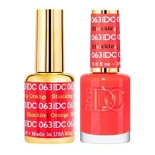 DND DC Soak Off Gel Polish + Matching Nail Lacquer - #063 Shocking Orange