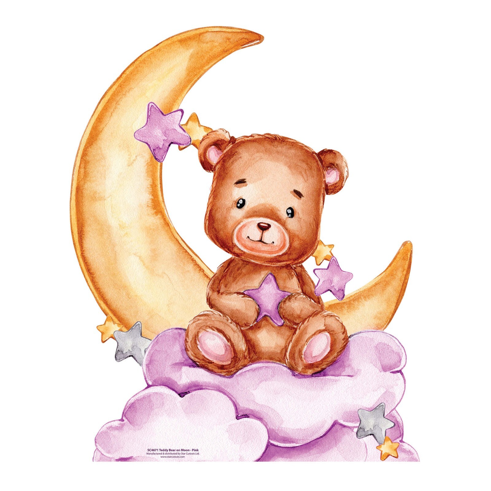 Teddy Bear Moon Pink Cardboard Cutout Cute Standee / Standup 92cm x 74cm