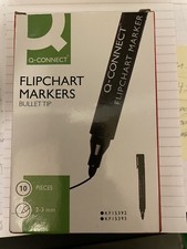Genuine Box of 10x Flipchart Marker Pens 2-3mm Bullet Tip - Black - New