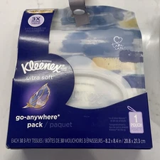 Kleenex Ultra Soft go-anywhere Pack Soft Case Strap Clip 30 3-Ply Tissues NEW