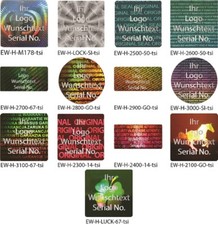 Hologramm-Aufkleber, Siegel Aufkleber, Hologram, silber-glänzend bedruckt von EW