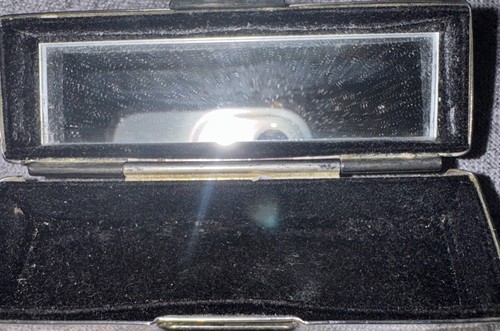 Silverplate With Moc Croc Top Lipstick Case W/ Mirror, Beautifully detailed - Picture 5 of 9
