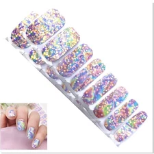 Jaysea Arts Nail Wraps Color Pastel Sequin Rainbow Sequin Street Nail Strip B4G1