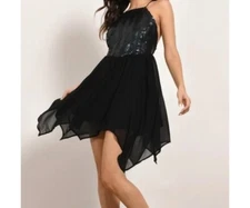 Tobi Teal Black Skater Dress XS