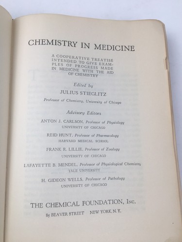 CHEMISTRY IN MEDICINE, Edited by Julius Stieglitz, 1st Printing, 1928 - Picture 5 of 9