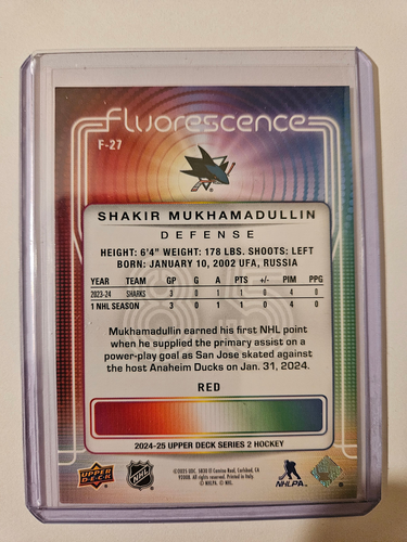 Red Florescence Shakir Mukhamadullin 2024-25 Upper Deck S2 - Picture 2 of 2