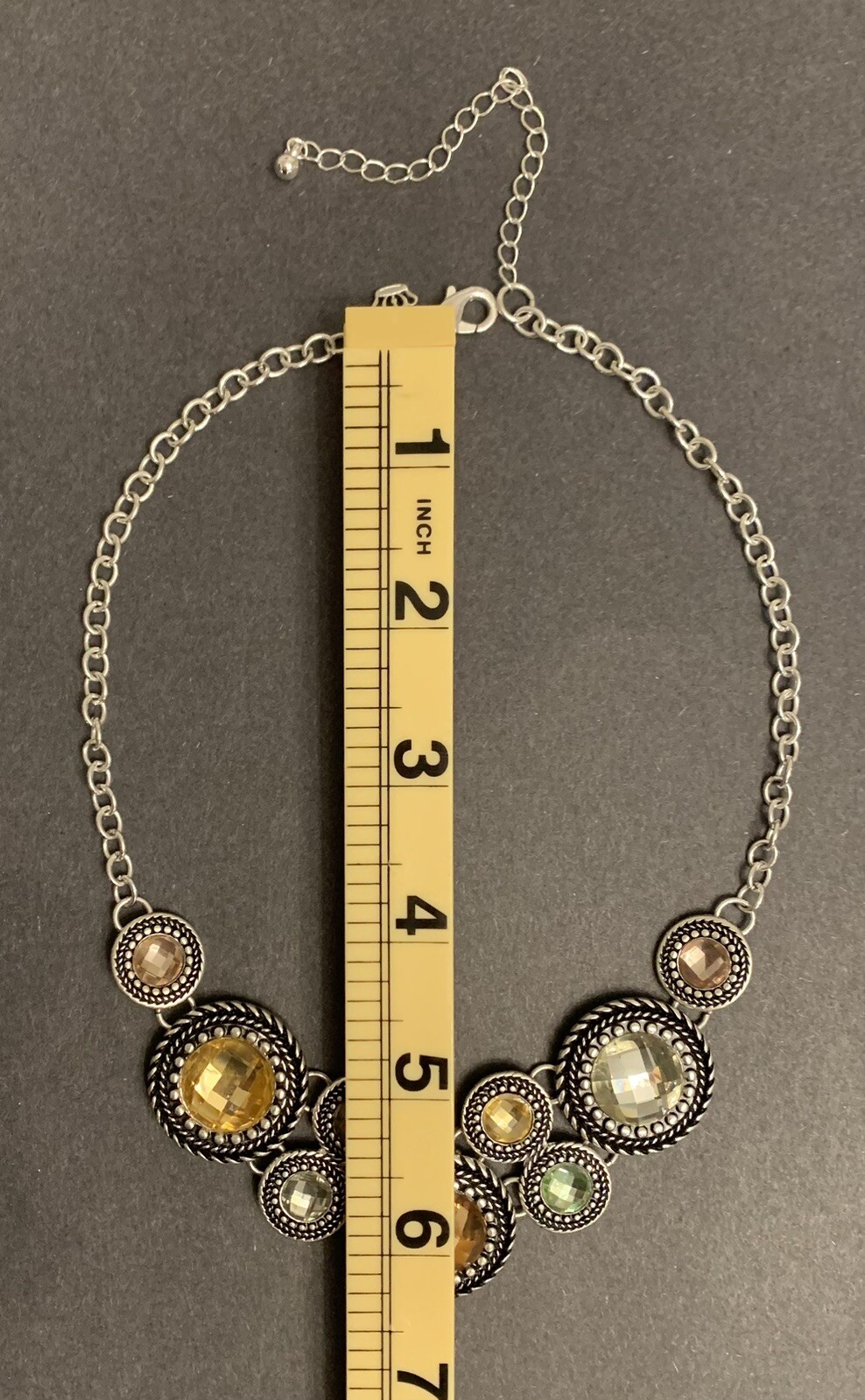 Premier Designs Silvertone Multi Colored Stones N… - image 3