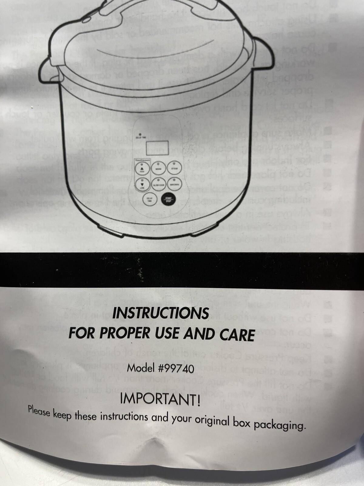 NIB Cooks Essentials 4.22 QT Electric Pressure Cooker Model 99740