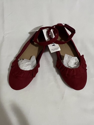OLD NAVY RED FAUX SUEDE LITTLE GIRLS SLIP ON DRESSY SHOES SIZE 10 NEW
