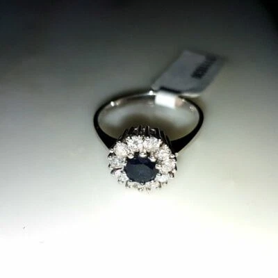 klassisch Verlobung Weissgoldring 14ct Brillantring Saphir Brillanten 0,5ct Gr55 - Bild 1 von 4
