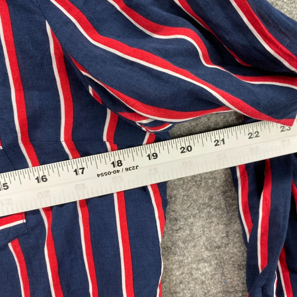 Forever 21 Shirt Womens M Blue Striped Cropped Button Up Collared Tie Front - Image 4 of 4