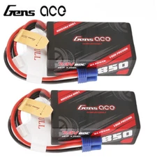 2X Gens Ace 850mAh 7.4V 60C 2S Lipo Battery EC2 Plug For Losi 1/18 Losi Mini-LMT