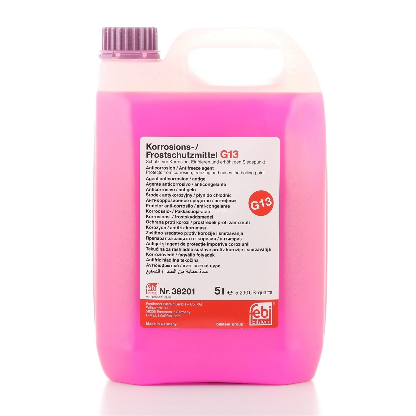 Liquide de refroidissement violet G13 concentré en bidon de 5L pour moteurs VAG et Ford