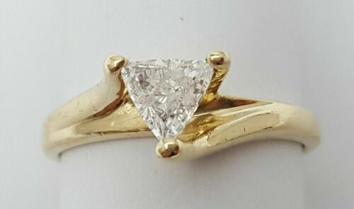2Ct Trillion Cut Lab Created Diamond Women's Wedding Ring 14K Yellow Gold Finish - Picture 1 of 2