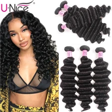 Loose Deep Curly Wave  Bundles Virgin Human Hair Extensions Malaysian Hair Weave