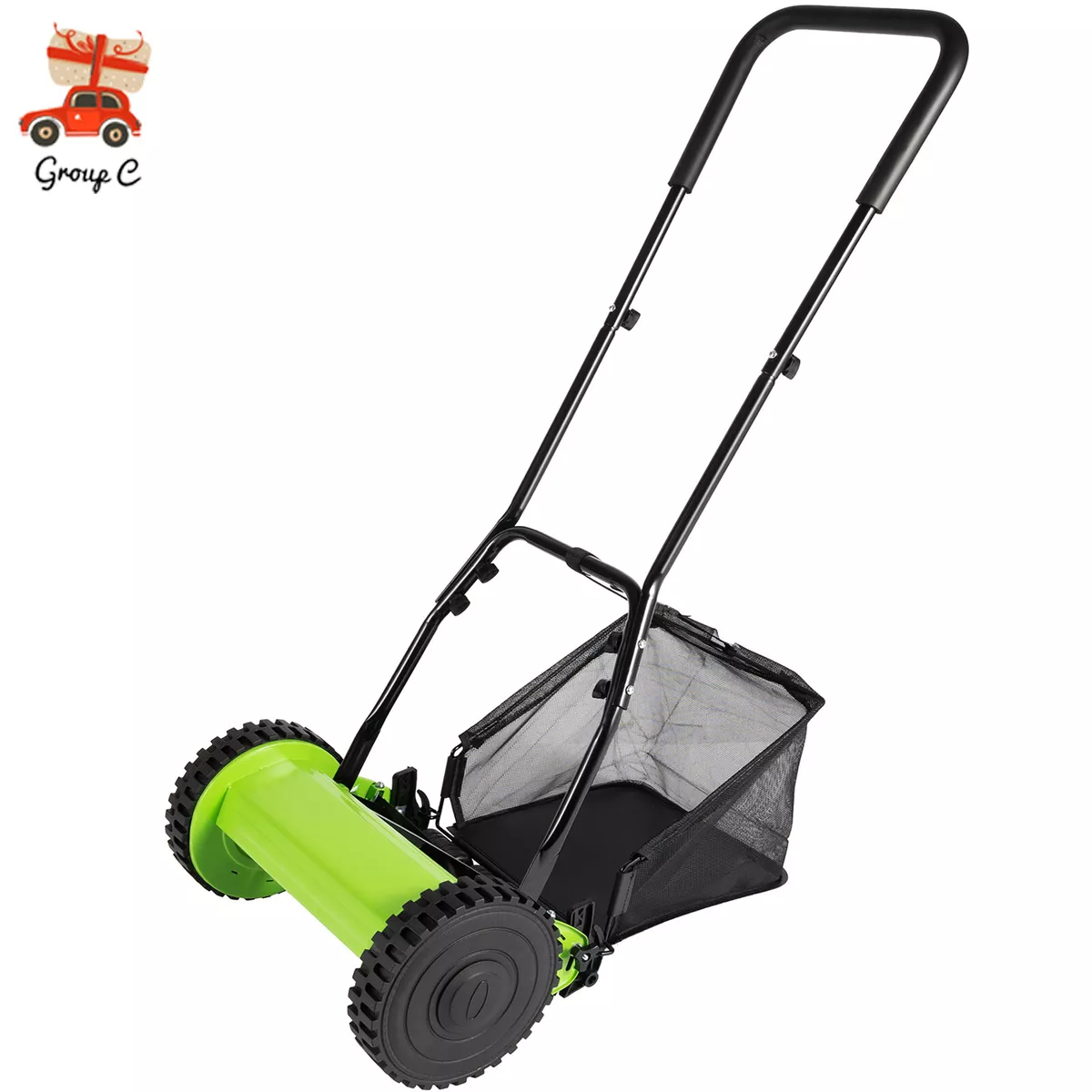Wheeled 5 Blade Lawn Mower Manual Reel Push Walk Behind Dual Adjustable Height eBay