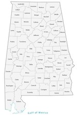 Alabama County Map GLOSSY POSTER PICTURE PHOTO PRINT BANNER 12003
