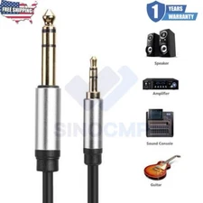 1x 3.5mm 1/8"Male to 6.35mm 1/4" Male Adapter Aux Cable For Mixer Amplifier Plug