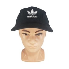 Adidas Hat Cap Youth Black White Logo Strap Back Adjustable Casual Spell Out