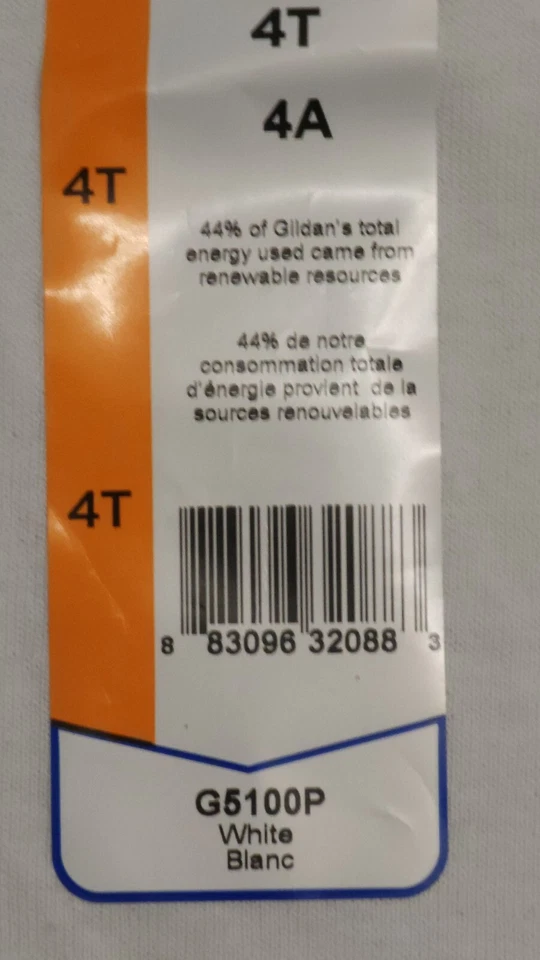 NUEVA Camiseta Gildan Niño Pequeño Algodón Pesado Cuello Redondo Blanca Talla 4T G5100P Foto 4 de 4