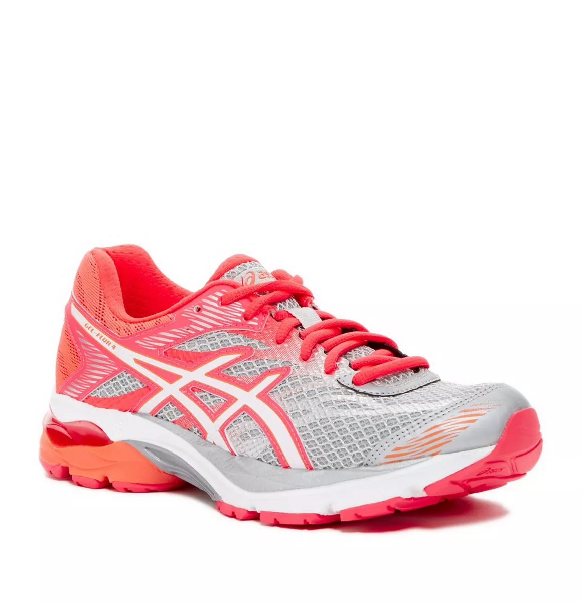 New ASICS GEL Flux 4 Running Sneaker Grey White Pink Women US
