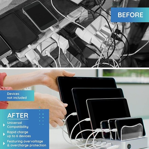 Multi-port USB Charging Station | with Charging Cables | Hercules Tuff dok06 - Picture 3 of 10