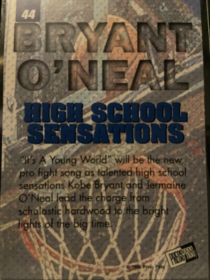 Kobe Bryant & Jermaine 0'neal automático 1996-97 pase de prensa dorado radiocontrol sensación HS #44 Foto 2 de 4