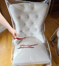 CAMZ 4 Pack Plastic Dining Chair Covers, PVC Clear Chair Seat Covers Waterproof