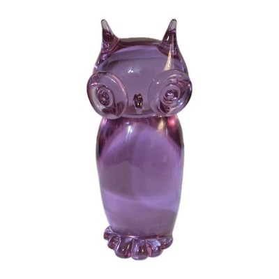Murano Owl Neodymium Alexandrite Art Glass Figurine Signed Licio