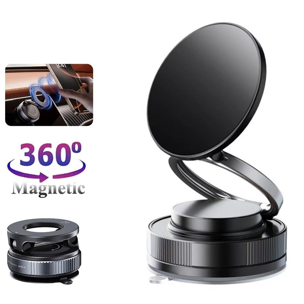 360° Vacuum Magnetic Phone Holder - Suction Cup Car Mount w/ Foldable Stand New