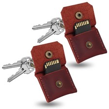Genuine Leather SD Keychain, Anti-Shock Anti-Dust SD Card Case, Portable for ...