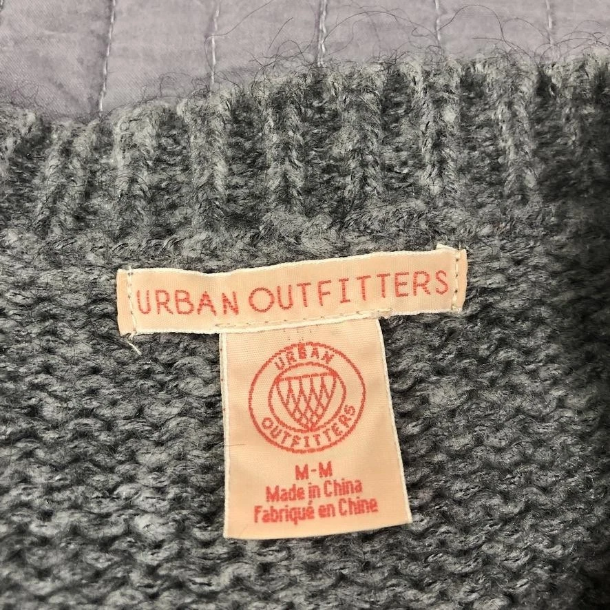Urban Outfitters Sweater Womens Medium Gray Green Striped Crewneck Wool Mohair - Image 3 of 4