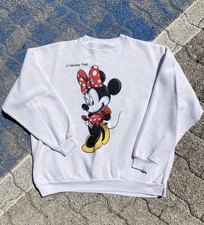 VINTAGE 90 s MINNIE MOUSE WALT DISNEY CREWNECK SWEATSHIRT WHITE PULLOVER TULTEX