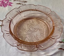 pink depression glass jeanette "cherry blossom" pattern butter dish