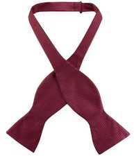 Antonio Ricci SELF TIE Bow Tie Solid BURGUNDY Color Ribbed Pattern Mens BowTie