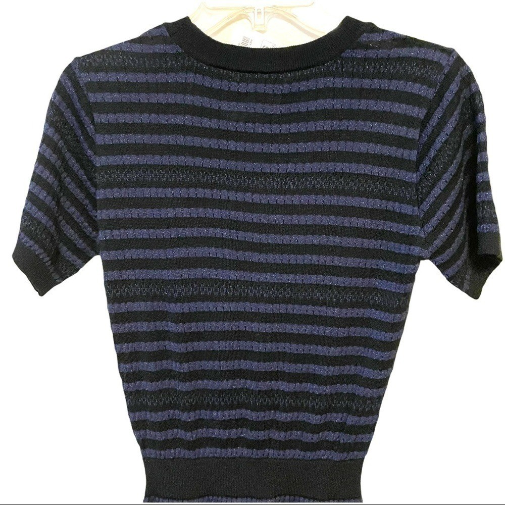 Zara Womens Knit Dress Stretch Blue Black Striped Knit Short Sleeve Size Small thumbnail 9