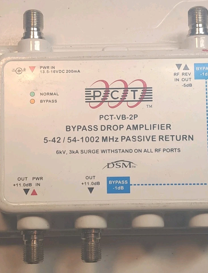 PCT PCT-VB-2P Bypass  Drop Amplifier 5-42/54-1002 MHz Passive Return Cble  New  - Image 3 of 4