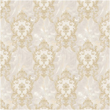 Image of Textured Damask Wallpaper Beige Or Pearl White Distressed Shimmer Vinyl