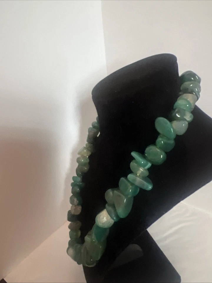Increíble collar de piedra con cuentas de cuarzo/jade verde aventurero Foto 2 de 4