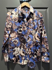 Banana Republic Womens Dillon Shirt Blouse Top Brown Blue Floral Long Sleeve S