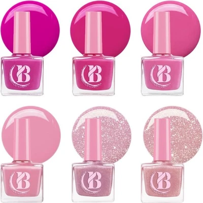 BEAUTY4BRITAIN Pink Nail Polish Set - 6Pcs – Non-Gel Quick Dry Nail Varnish, Long-Lasting Shine