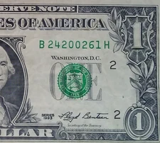 **WEB PRESS NOTE** ((EXPERIMENTAL)) $1 1993 Plate #1/8 Federal Reserve Note