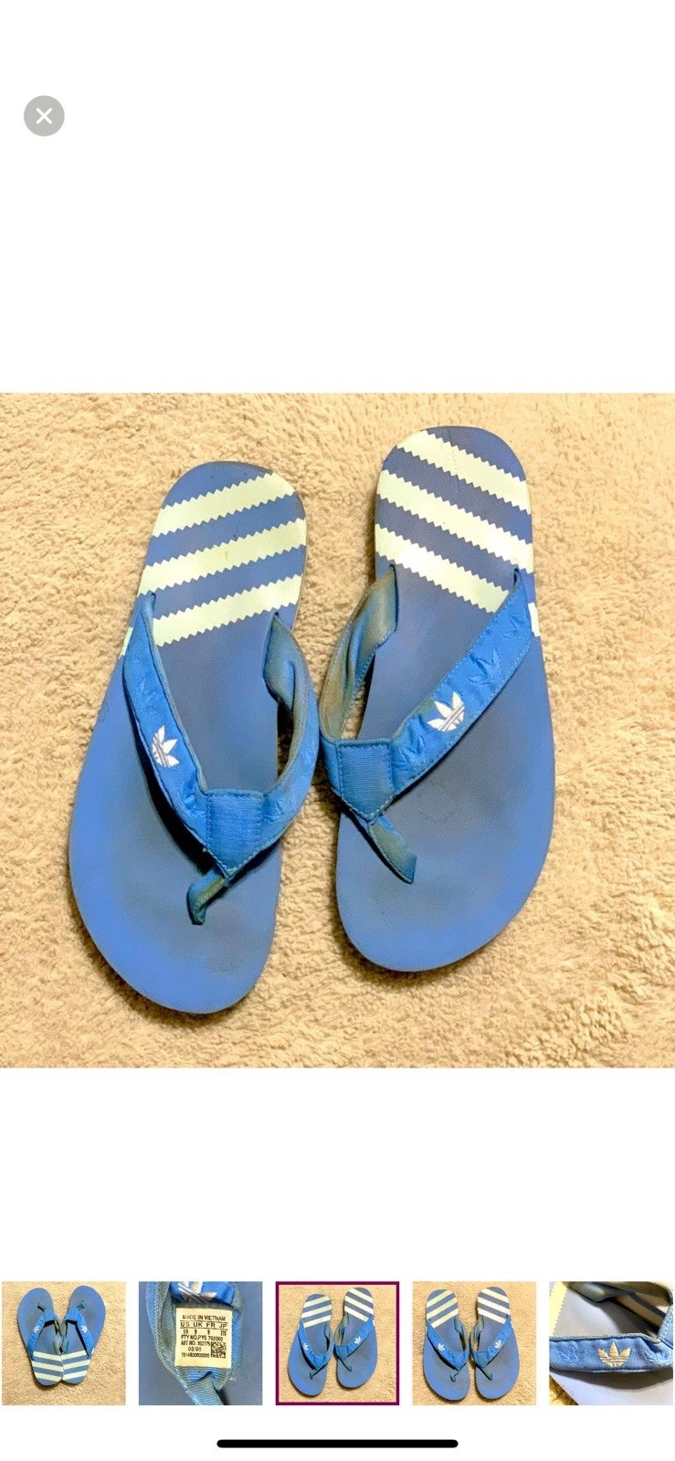 Rari sandali Adidas infradito leucadiani vintage anni 90 W 10 M 8 blu