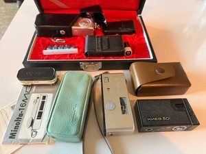 LOT Vintage Spy Cameras: Minolta-16 MG Box Set + Minolta 16 Model-P + Kiev 30