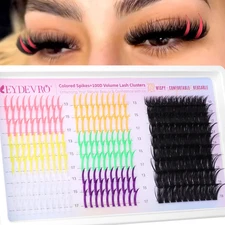 Colored Lash Clusters with Spikes 100D Volume Eyelash Clusters 10-18Mm Mixed Len
