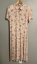 Vintage Ed Michaels Dress Womens 8 Pink Floral Collared Maxi Cottagecore 90s