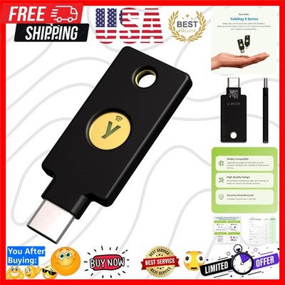 YubiKey 5C NFC - Multi-Factor authentication MFA Security Key and passkey, Co...